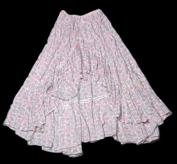 Miss June Azra Dresses & Skirts - Miss June Hand Black Printed Hi Low Hem Tiered Maxi Skirt Womens Size Medium...